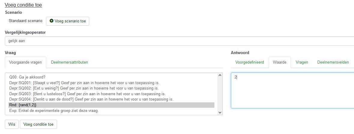 Voorbeeld van het instellen van een controle conditie.